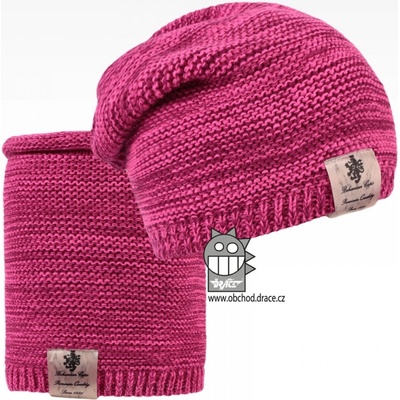 Dráče Čepice pletená a nákrčník Colors set 25 růžový melír Růžová