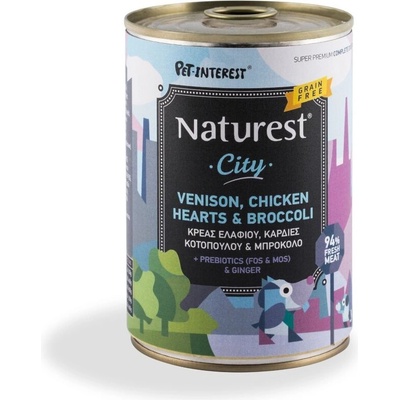PETINTEREST Naturest Adult city Stories Venison and Chicken hearts with Broccoli консерва за кучета 400gr