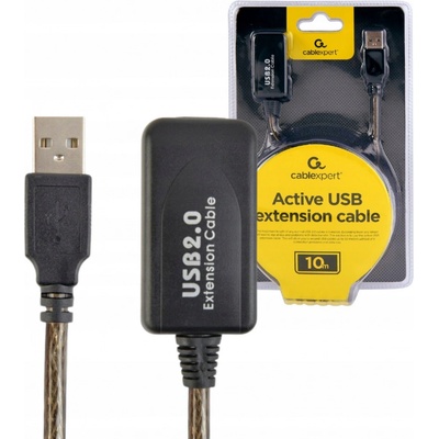 Gembird UAE-01-10M USB 2.0 aktivní prodlužka, 10m, černý