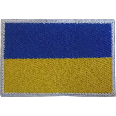 Nášivka UKRAJINA so suchým zipsom 7,6x5,2cm - biely okraj