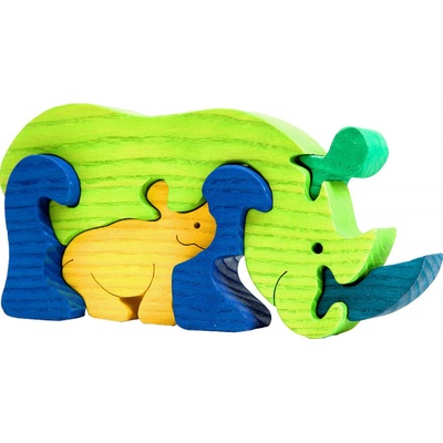 Fauna puzzle nosorožec s mládětem