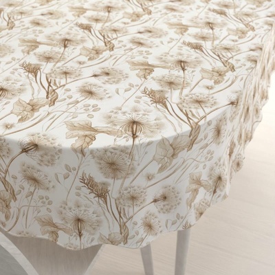 Biante bavlna oválný ubrus Sandra SA-518 Podzimní pampelišky na bílém 140x220cm
