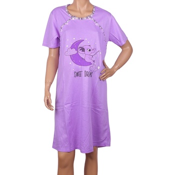 Image 1 of Макси нощница за кърмачки в лилаво със слонче и луна