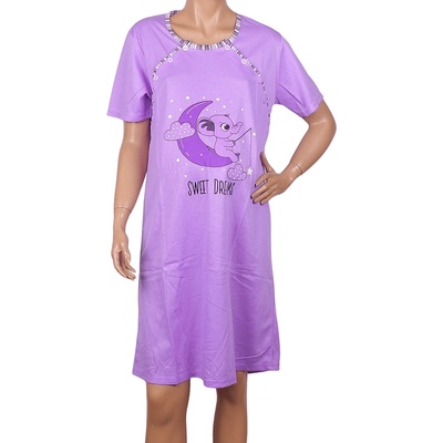 Макси нощница за кърмачки в лилаво със слонче и луна