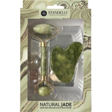 Standelli Professional Natural JADE roller Masážní váleček na obličej oboustranný + GUA SHA kámen