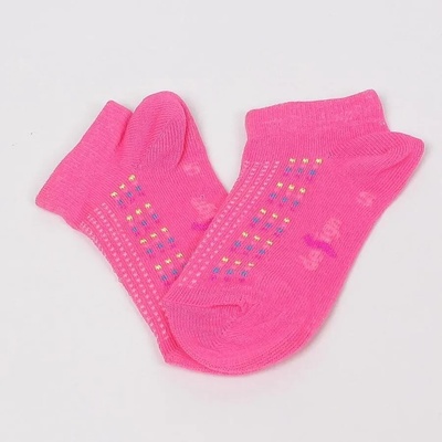 Детски къси чорапи-терлик в розово с цветни точици