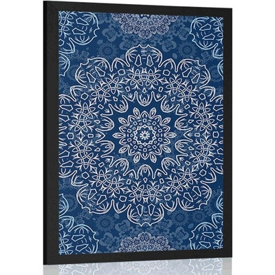 Plakát modrá Mandala s abstraktním vzorem - 40x60 silver