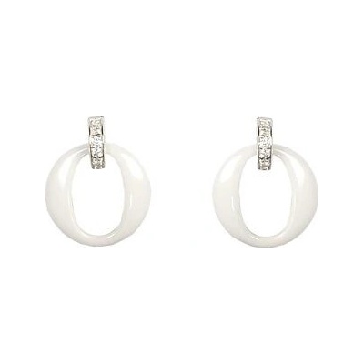 INFINITYSILVER Stříbrné náušnice s keramickým bílým oválkem ECSV-013 white
