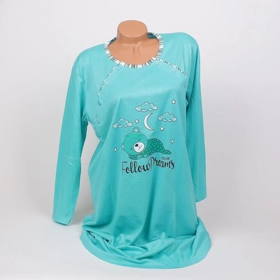 Макси нощница за кърмачки в цвят мента с мече