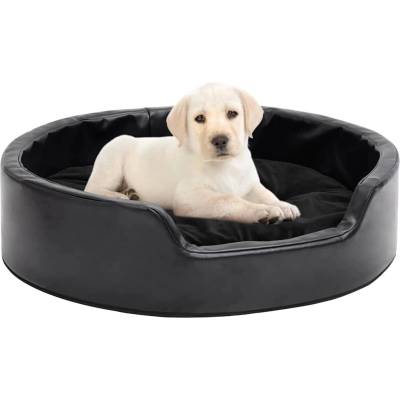 vidaXL 69x59x19 cm black plush/pleather 171261