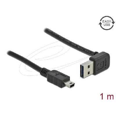 Кабел Delock EASY-USB-A 2.0 мъжко към USB Mini-B мъжко, 1m , черен (83543)