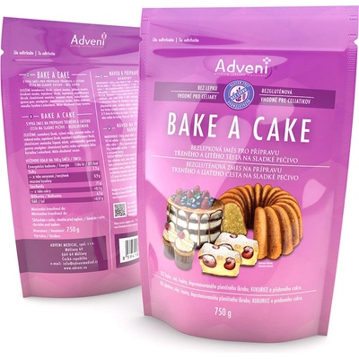 Adveni Bezlepková směs pro přípravu třeného a litého těsta na sladké pečivo BAKE A CAKE 750 g