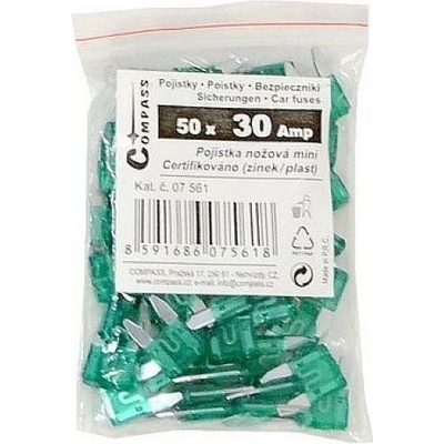 Compass Pojistky nožové MINI 30 Amp 50ks polybag