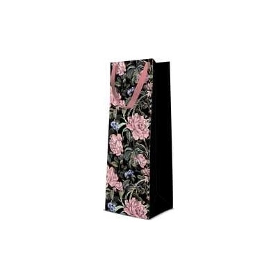 Darčeková taška na fľašu - Flowers Mystery 12x37x10 cm
