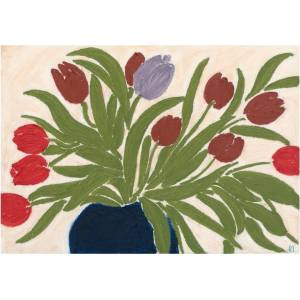The Poster Club Постер 70x50 cm Tulips in a Blue Vase - Anine Cecilie Iversen - The Poster Club (16992-7)