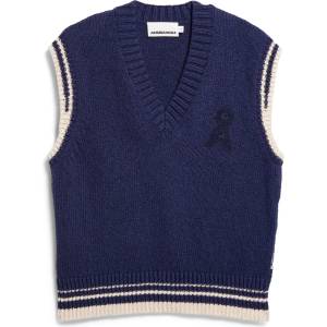 ARMEDANGELS Дамски пуловер ARMEDANGELS Women's Iconic Å College Knit Vest Jumper - Tinted Navy / Oatmilk (117-3692-0212)