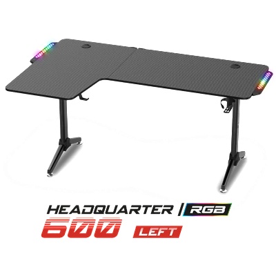 Spirit Of Gamer Геймърска маса - Headquarter 600 L (MDF плот, метални крака, черна, RGB LED подсветка, 160 x 60 x 75cm) SOG-DESK600L (SOG-DESK600L)