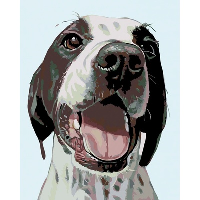 zuty Malování podle čísel Šťastný pes 80 x 100 cm bez rámu a bez vypnutí plátna