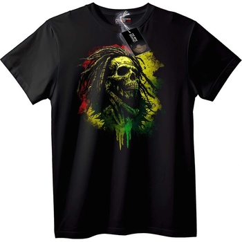 NOONEBRAND Тениска с череп в Rasta стил - 2XL, Black