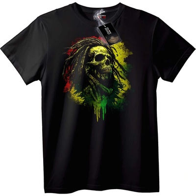 NOONEBRAND Тениска с череп в Rasta стил - 2XL, Black