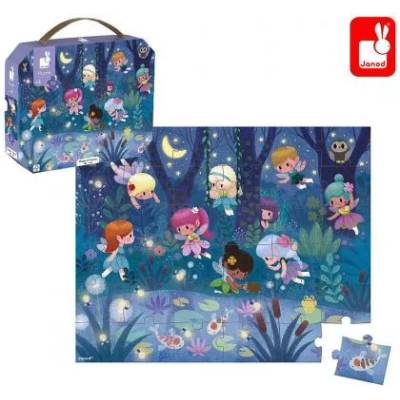 Janod - Детски пъзел в куфарче - Феи и лилии - 36 части (J02649)