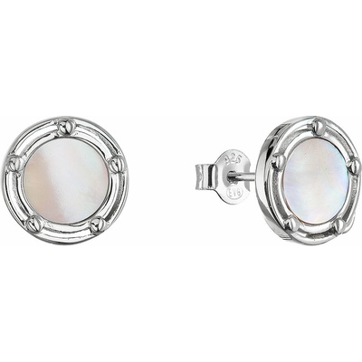 Evolution Group Stříbrné náušnice s růžovou perletí 11727.3