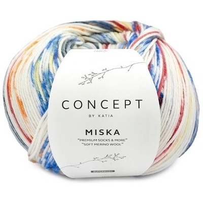 MISKA SOCKS Katia Farby MISKA: 105 modrá-oranžová-červená