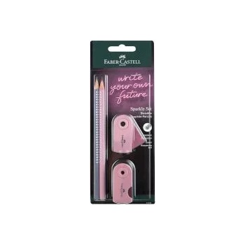Image 1 of Faber-Castell Моливи Sparkle Grey/Pink B + гума + острилка