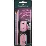 Faber-Castell Моливи Sparkle Grey/Pink B + гума + острилка