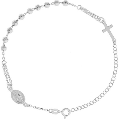 Argento Strieborný náramok ruženec 1 desiatok, krížik, Zázračná medaila 18 až 24 cm 92077