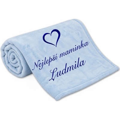 Povlečení Plus Deka Nejlepší maminka se srdíčkem a jménem světle modrá 150x200