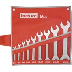 Fortum Ключ cl. 9бр. 6-32мм, 61CrV5, матов хром; 6x7, 8x9, 10x11, 12x13, 14x17, 18x19, 20x22, 24x27, 30x32мм, калъф от платно