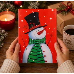 Art gift Музикална коледна картичка Снежко