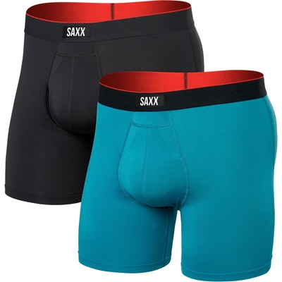 Saxx Мъжко синтетично термобельо Saxx Multi-Sport Mesh Boxer Brief Fly 2-Pack Synthetic base layer - Hydro Blue / Faded Black (014-2360-0212)