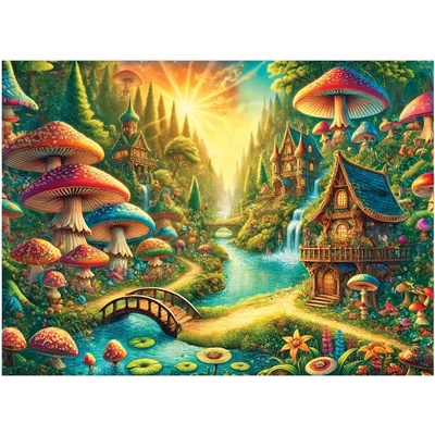 Дървен пъзел Wooden City, 1010 части - Приказна гора край водопада (NB 0816-XL)