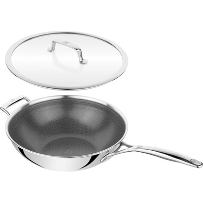 Zwilling Nerezová nepřilnavá wok pánev s hybridním keramickým povrchem Peak s poklicí, Ø 30 cm 1034499