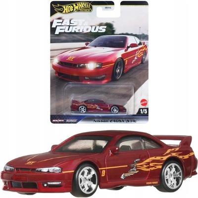 Nissan 240SX S14 Mattel Hot Wheels červený, měřítko 1:64