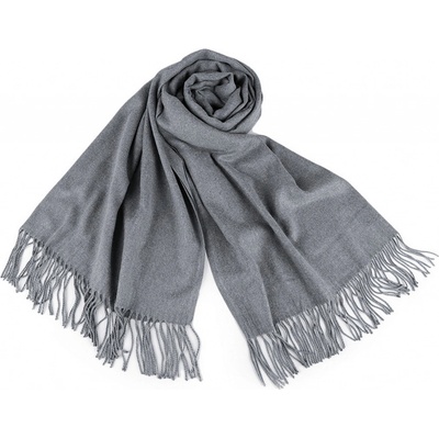 Šál typu pashmina so strapcami šedá
