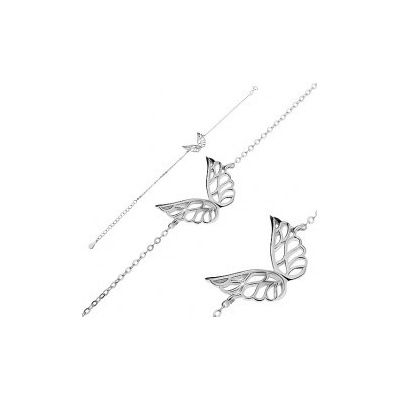 Šperky eshop náramok zo striebra vyrezávané anjelské krídla retiazka z oválnych očiek G23.26