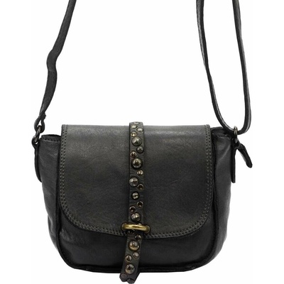 Čierna kožená crossbody kabelka VS 002 Kožená dámska kabelka