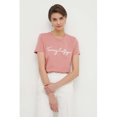 Tommy Hilfiger Bavlnené tričko dámsky WW0WW41674 ružová