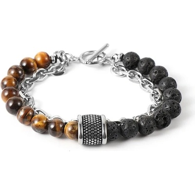 Daniel Dawson dvojitý náramek Marco tygří oko lávový kámen NR2176-0855(4)/20 Hnědá