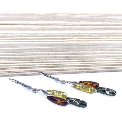 Jan Kos Jewellery stříbrné náušnice s jantarem 12125431