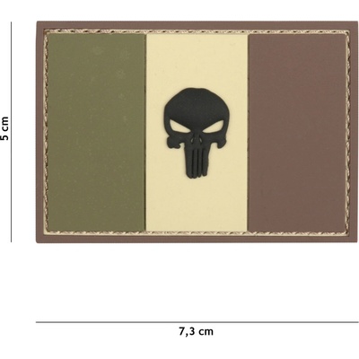 Gumová nášivka 101 Inc vlajka Punisher France - multicam