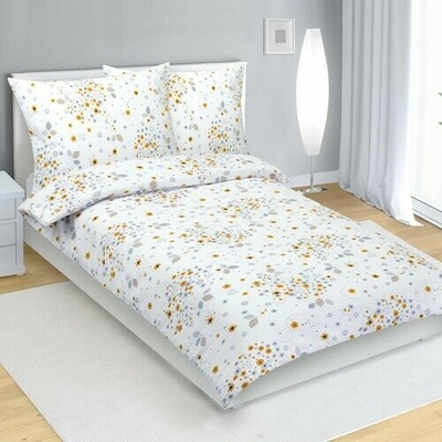 Bellatex krep obliečky Kytička sivá žltá 140x220 70x90