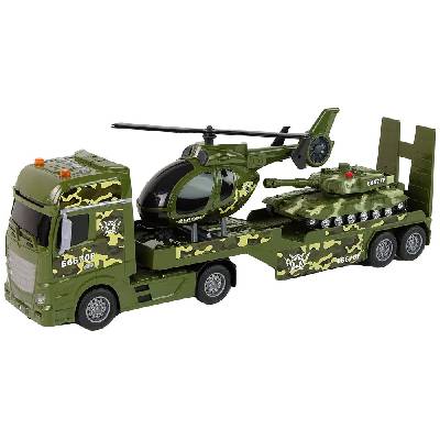 Игрален комплект Jin Jia Toys - Автовоз, хеликоптер и танк със звук и светлина (OTE0661189)