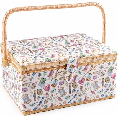 Kazeta - košík na šicí potřeby - krejčovský motiv varianta 3 lila
