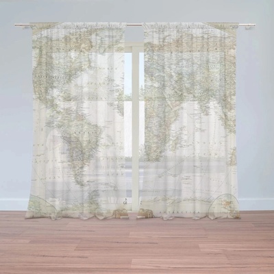 Sablio Záclony Mapa sveta: 2ks 150x250cm