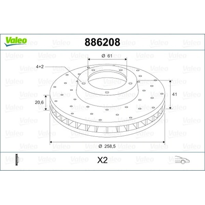 Brzdový kotúč VALEO 886208