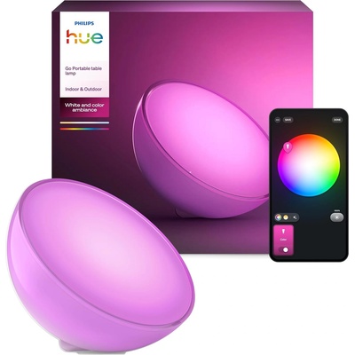 Philips White & Color Ambiance Go table lamp (530 lm), dimmable LED light for the Hue lighting system with 16 million colors, smart light control via voice or app, white - 915005821901
